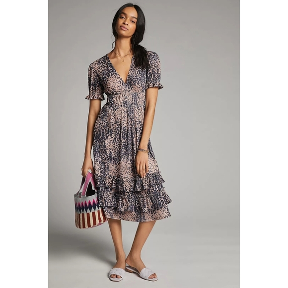 Anthropologie Hutch Adelia Ruffled Midi Dress Size Large - Picture 1 of 9